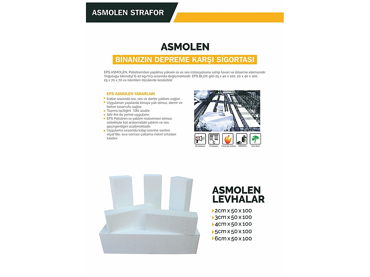 Asmolen strafor ve döşeme yalıtım levhaları
